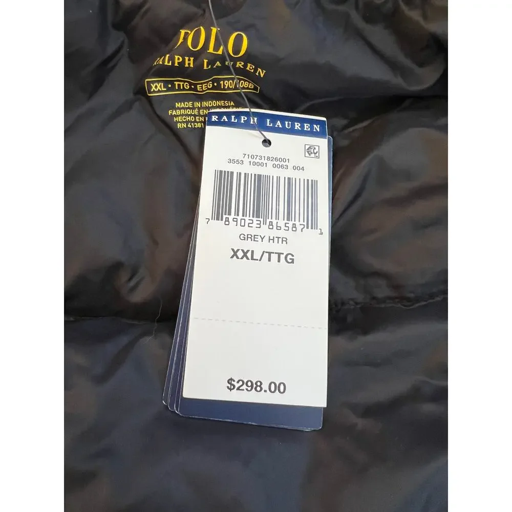 Polo Ralph Lauren Gray Heather Water Repellent Down Jacket Size 2XL/TTG $298